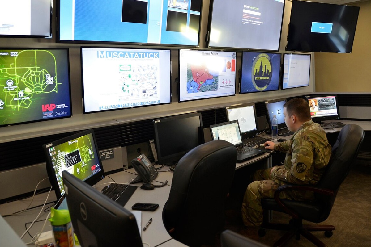 Military officer working on some cyber programs