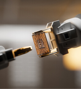 A robotic arm with a circuit board and a soldering iron tip, indicating autonomous machine technology development.