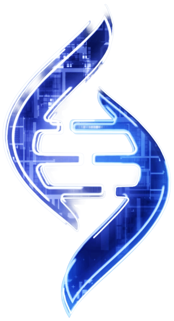 A futuristic blue and white logo combines a DNA double helix with a circuit board pattern, emphasizing technology and