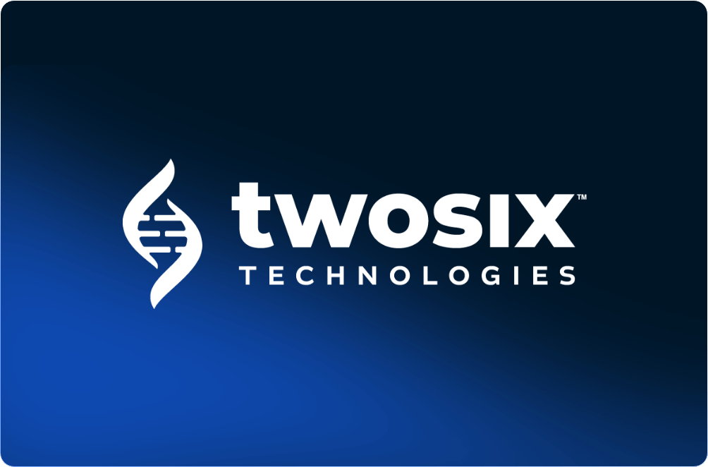 Two Six Tech logo on a blue and black gradient background