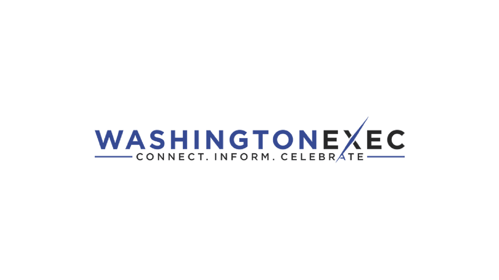 Logo for Washington Exec. Subhead is Connect. Inform. Celebrate.